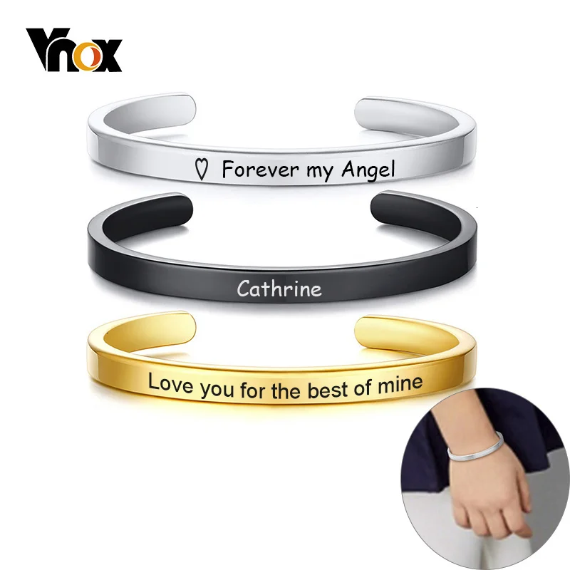 Top Trends: Vnox Customized Classic Children Bangle For Boys Girls 5mm Stainless Steel Kids Baby Cuff Bracelets Personalize Name Love Gift Shoppable Styles