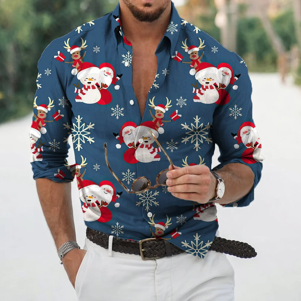 Top Trends: 2022 Christmas Shirts 3d Printed Xmas Long Sleeve Blouse Holiday Party Tops Oversized Tee Shirt For Men Clothing Harajuku Camisa Shoppable Styles