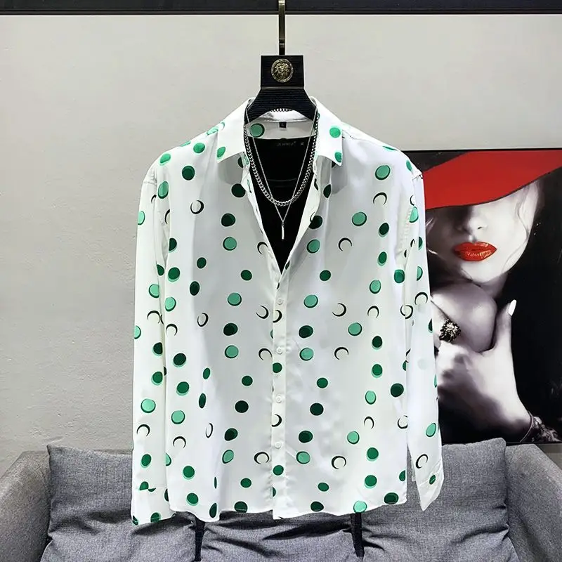 Top Trends: 2023 New Spring And Autumn Fashion Polo Collar Print Slim Fit Hanging Korean Version High End Fashion Casual Simple Men's Shirt Shoppable Styles