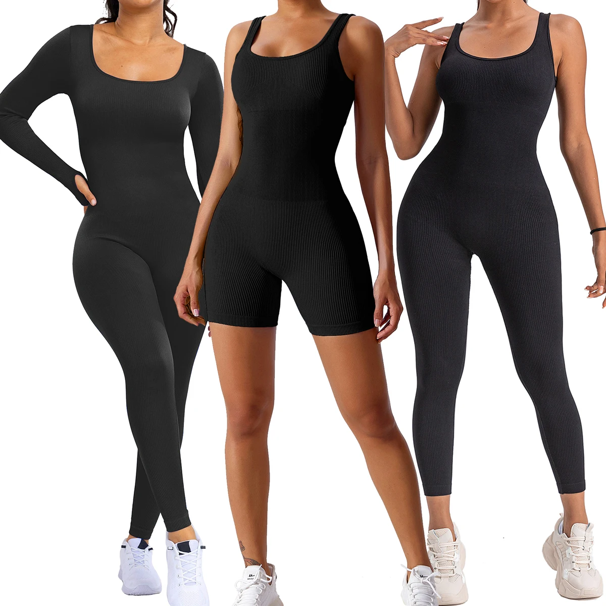 Top Trends: Women Ribbed Yoga Jumpsuits Workout Ribbed Long Sleeve Sport One Piece Tummy Control Seamless Fitness Sportwear Shoppable Styles