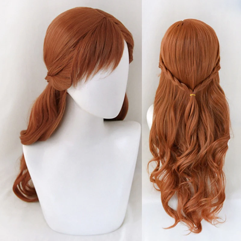 Top Trends: Anna Cosplay Wig Princess Braided Long Brown Wavy Heat Resistant Synthetic Hair Anime Cosplay Halloween Party Wigs + Wig Cap Shoppable Styles