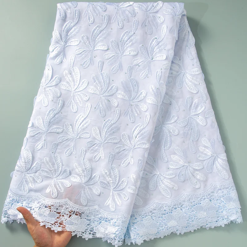 Top Trends: Nigerian Lace Fabric Swiss Voile Lace In Switzerland High Quality 2024 African Cotton Lace Fabric Crystals For Women Dress A3662 Shoppable Styles - Image 2