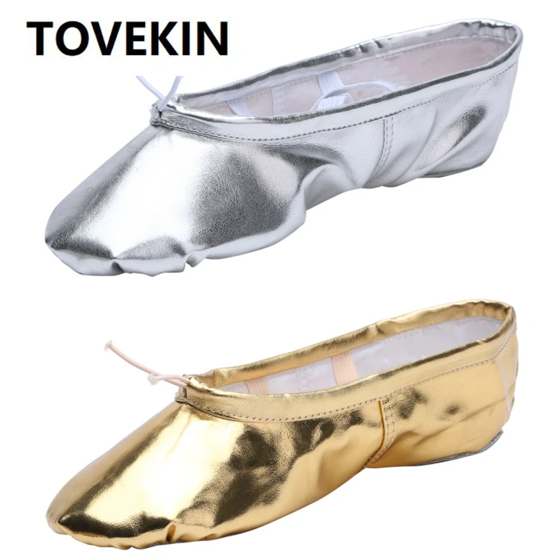 Top Trends: TOVEKIN Quality Gold Silver PU Performance Yoga Belly Dance Shoes Soft Sole Gym Ballet Dance Shoes Kids Girls Woman Shoppable Styles