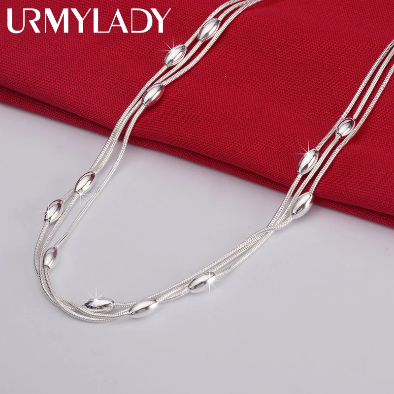 Top Trends: URMYLADY 925 Sterling Silver Charms Beads Necklace For Women Luxury Fashion Party Wedding Accessories Jewelry Christmas Gifts Shoppable Styles