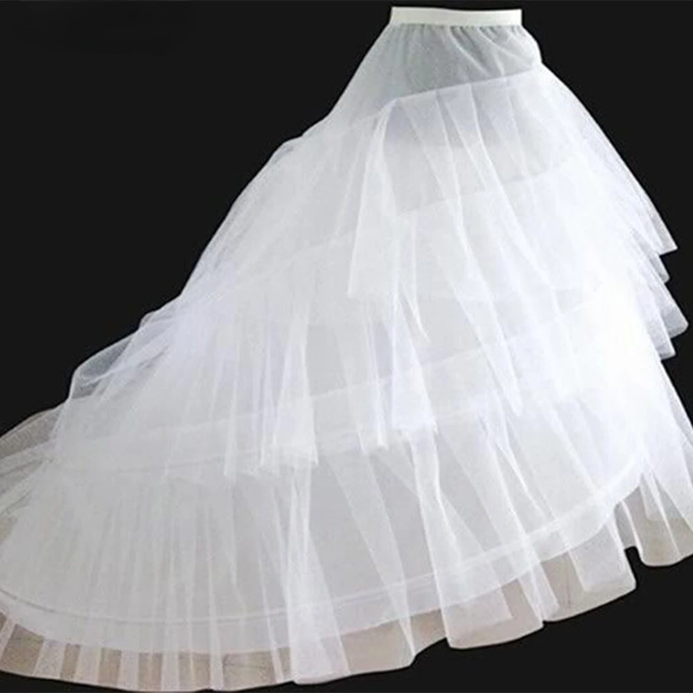 Top Trends: High Quality White Petticoat Train Crinoline Underskirt 3-Layers 2 Hoops For Wedding Dresses Bridal Gowns Shoppable Styles