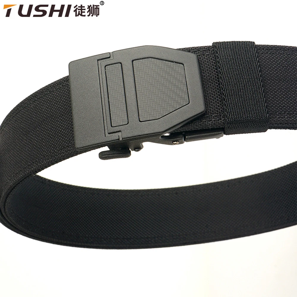 Top Trends: TUSHI Tactical Military Belt For Men Sturdy Nylon Metal Automatic Buckle Police Duty Gun Belt Outdoor Girdle IPSC Accessories Shoppable Styles