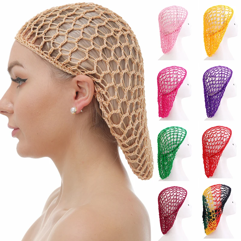 Top Trends: Women Ladies Soft Rayon Crochet Hairnet Wide Band Mesh Snood Hair Net Knit Hat Cap Lady Turban Hair Accessories Cheveux Femme Shoppable Styles