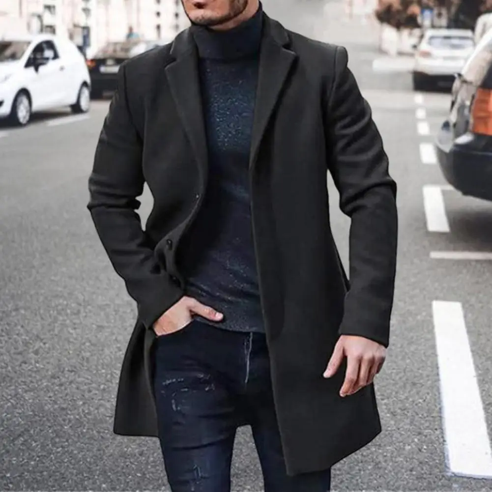 Top Trends: Jacket Coat Stylish Men's Winter Coat Buttoned Lapel Casual Loose Fit Warm Outerwear For Autumn Winter Lapel Men Coat Shoppable Styles - Image 4