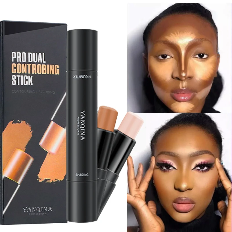 Top Trends: Double-headed Face Brown Bronzer Contour Stick Face Foundation Make Up Pen Smooth Contour Shadow Highlight Concealer Cosmetics Shoppable Styles