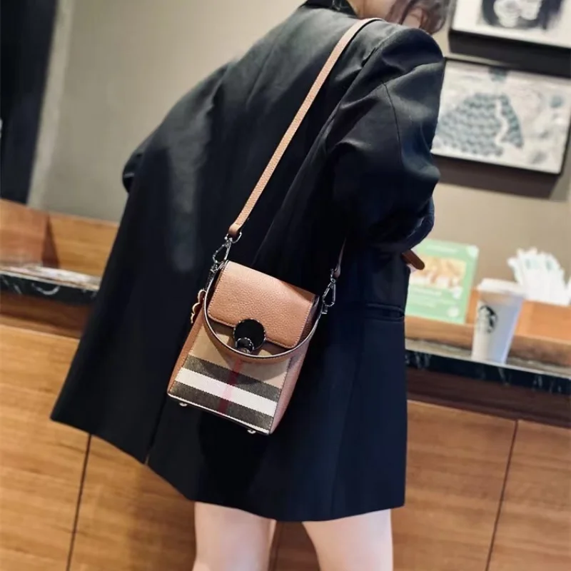 Top Trends: Genuine Leather Casual Shoulder Bag 2023 New Ladies Lattice Luxury Crossbody Bag Fashion Trend Women Mobile Phone Bag Shoppable Styles