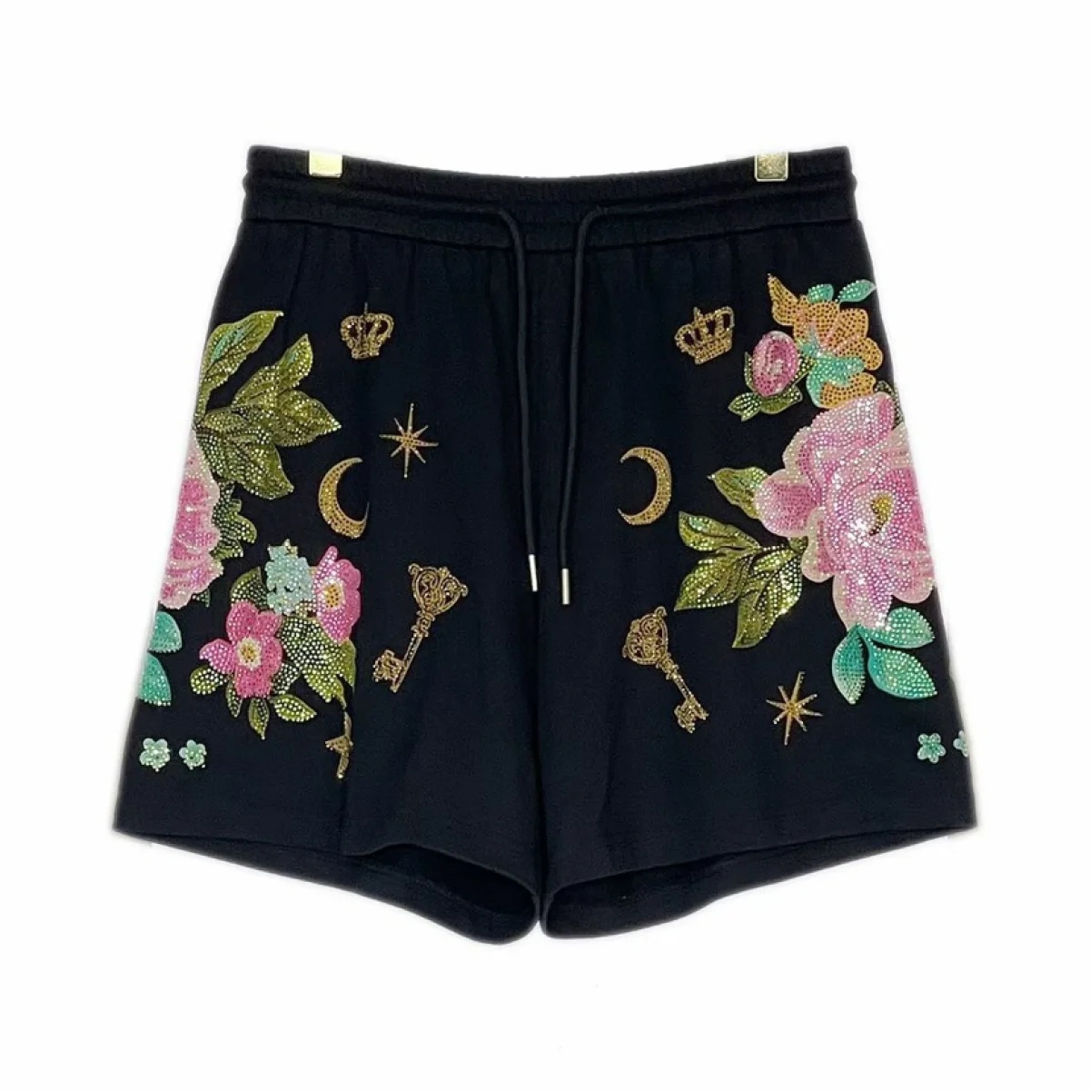 Top Trends: 4XL Large Size 150KG Summer Women High Waist Luxury Button Wigh Leg Cotton Shorts Casual Female Loose Fit Peony Flower Shorts Shoppable Styles