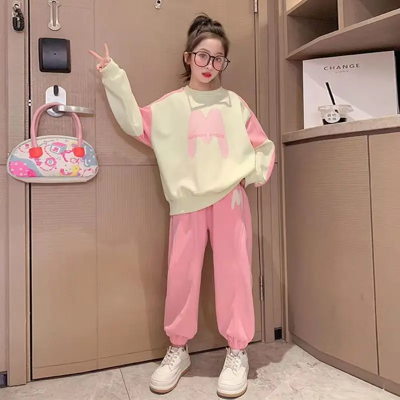 Top Trends: Girls New 2023 Spring Sports Suit Children Casual Korean Style Two Piece Sets 6 8 10 12 14 Years Youth Teenage Girls Clothing Shoppable Styles - Image 5