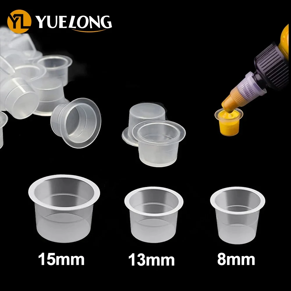 Top Trends: 100 / 500 / 1000pcs S / M / L Plastic Disposable Tattoo Ink Cups Makeup Permanent Pigment Clear Holder Container Cap Tattoo Accessory Shoppable Styles