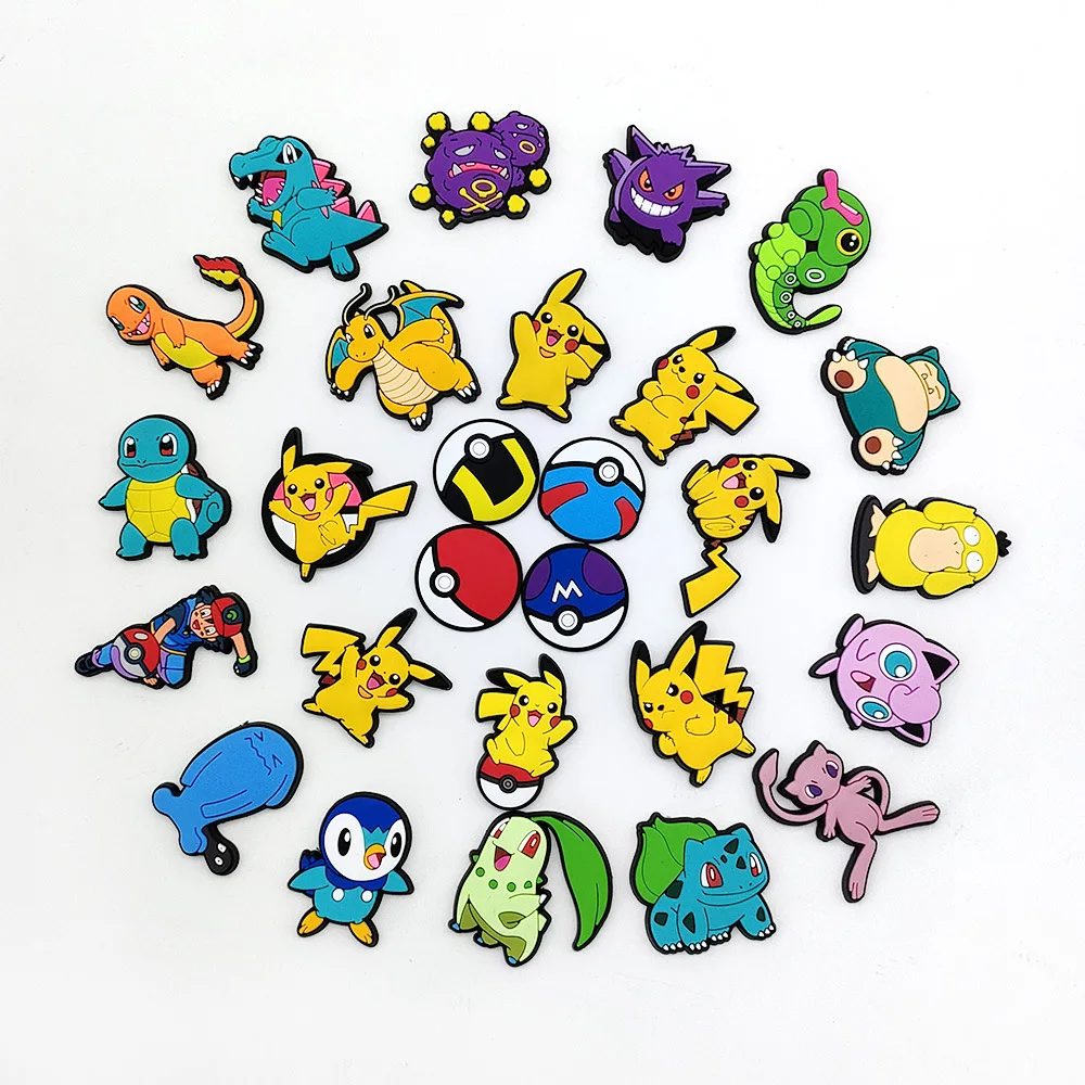 Top Trends: 1pcs Pokemon Series Croc Charms Designer For Pikachu Shoe Charms Croc Accessories For Classic Clog Kids Gift Hot Sale Shoppable Styles