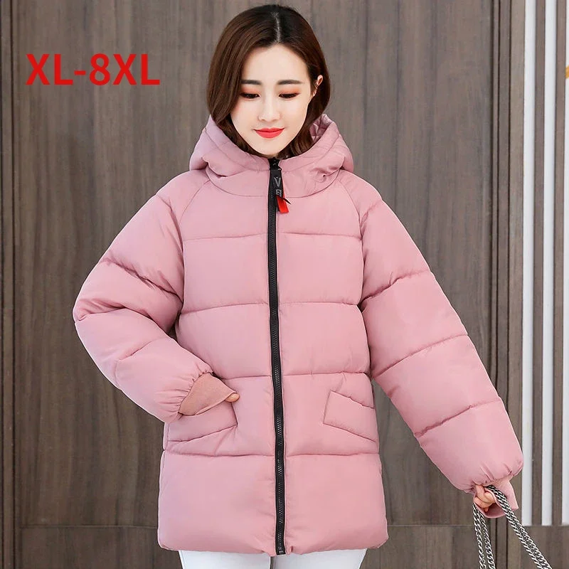 Top Trends: 2023 Oversize 8XL Winter Coat Parkas Women Puffer Jacket Thick Warm Coat Long Sleeve Casual Loose Outerwear Snowwear Solid Shoppable Styles