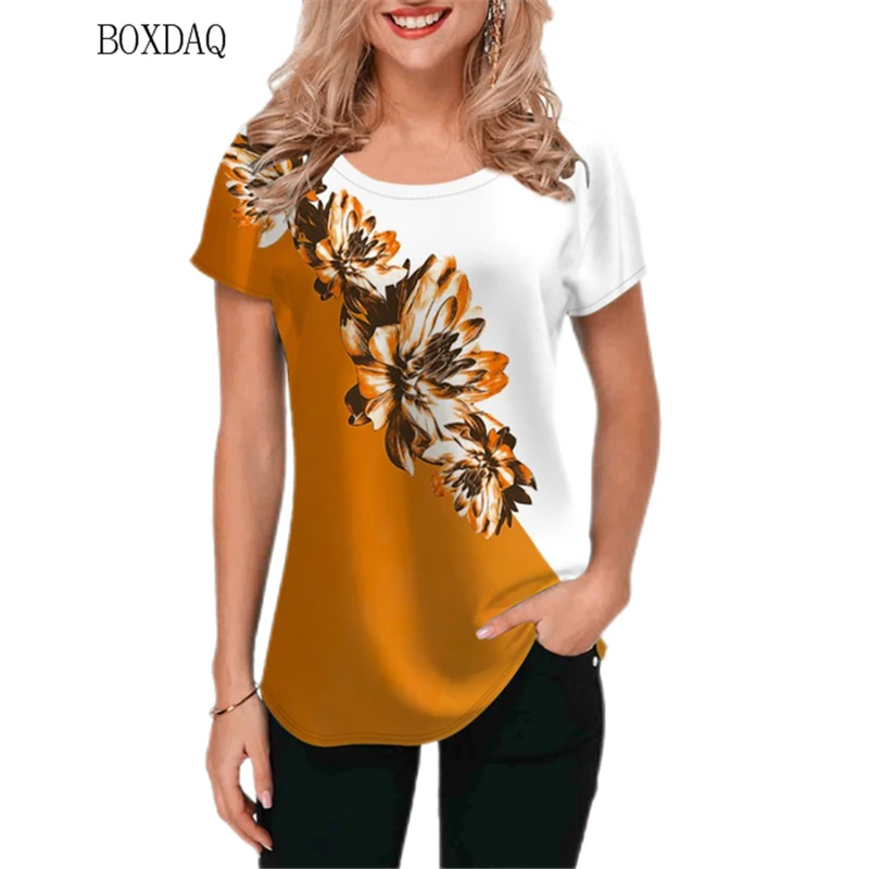 Top Trends: Women Floral T-shirts Streetwear Short Sleeve 3d Flower Printed Ladies T Shirt Summer Loose Casual Female Basic Tops Tee Shoppable Styles - Image 6