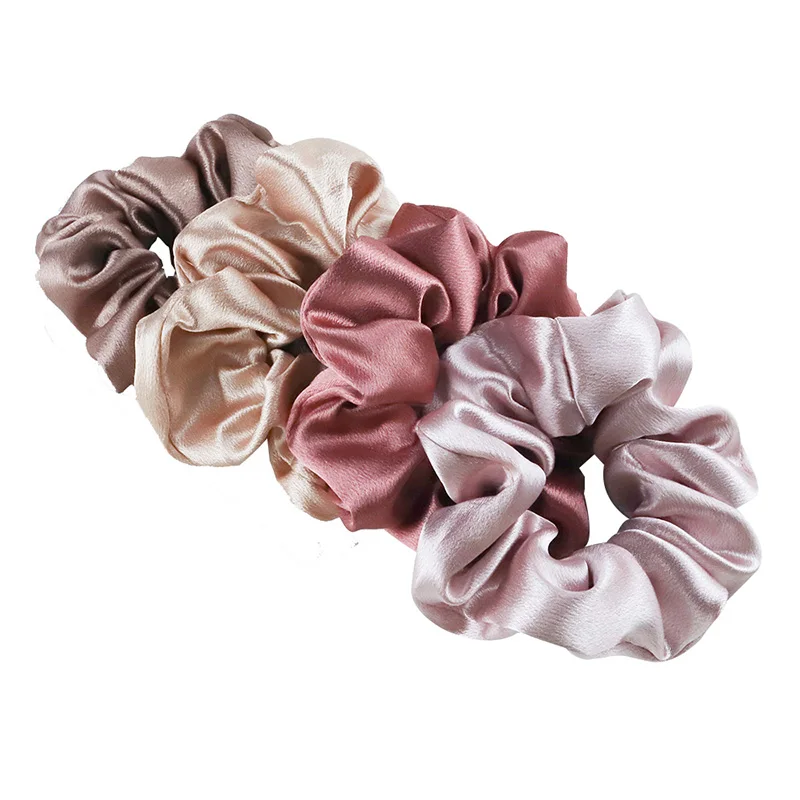 Top Trends: 2PCS Bright Satin Silk Scrunchies Solid Large Elastic Rubber Hair Bands Women Girls Ponytail Holder Hair Rope Accessories Set Shoppable Styles