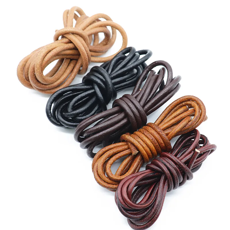 Top Trends: 1 / 2meters Round Genuine Leather Cords Vintage 2 / 3 / 4 / 5 / 6 / 8mm Cow Leather Cord Fit Bracelet Necklace DIY Jewelry Making Findings Shoppable Styles