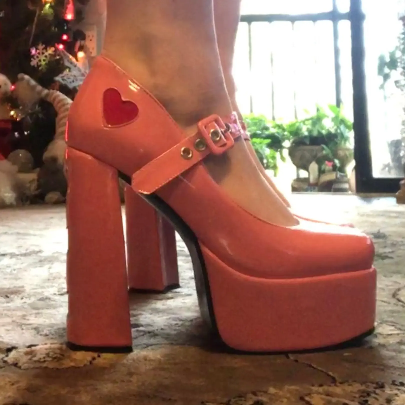 Top Trends: Luxury Designer Marry Janes Pumps For Women Love Heart High Heels Buckle Platform Punk Chunky Pink Wedding Party Women's Shoes Shoppable Styles - Image 5