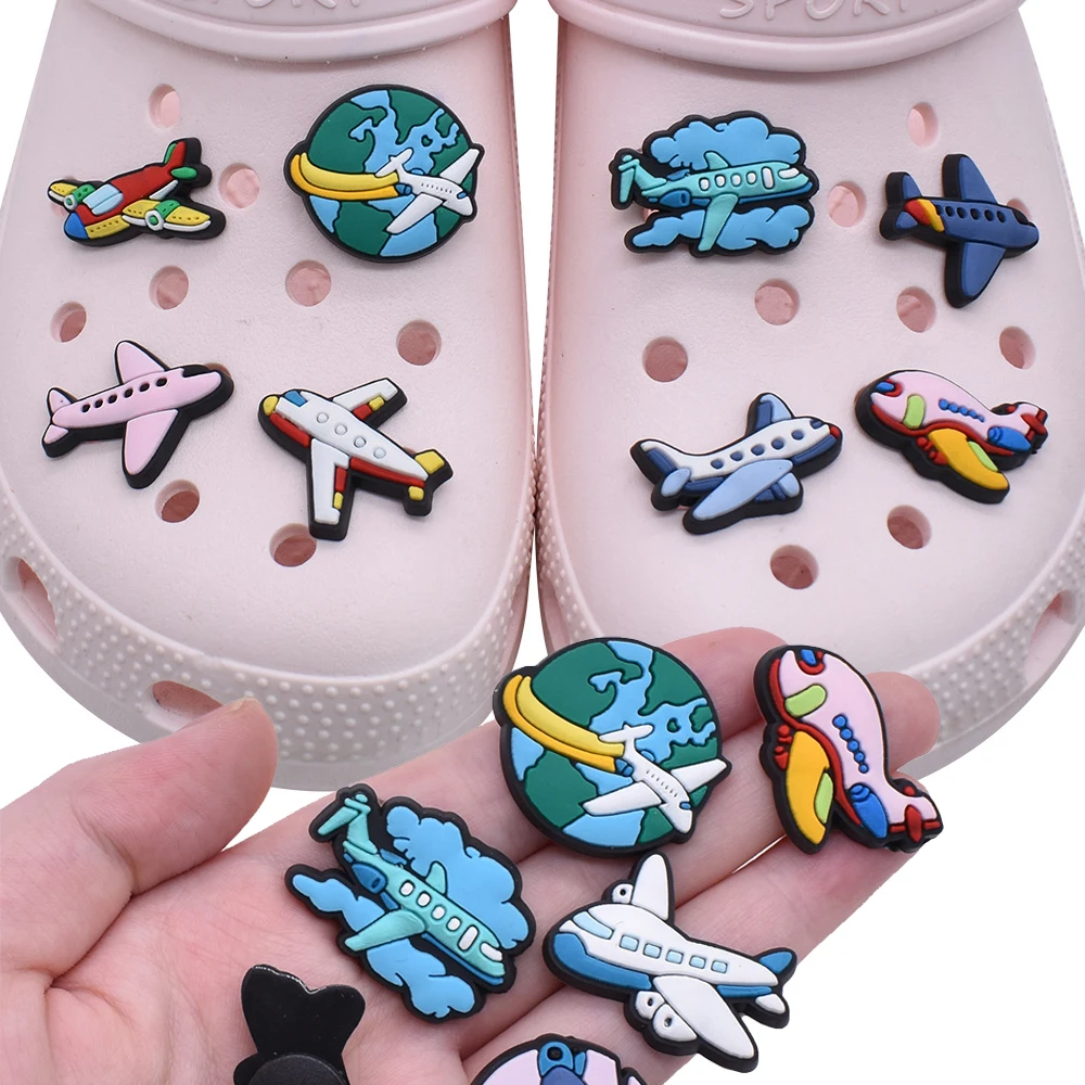 Top Trends: Hot Sale 1pcs PVC Shoe Accessories For Crocs Charms Plane Aircraft Badge Women Sandals Buckle Kids Pins Men Decoration Jeans Shoppable Styles