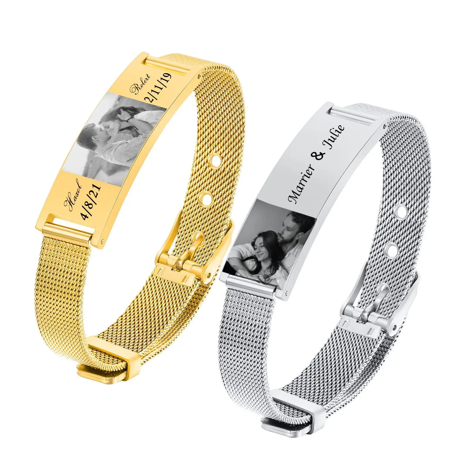 Top Trends: Personalized ID Bracelet For Women Men, Adjustable Chain Link, Milanese Watch Strap Stainless Steel Gold Plated Shoppable Styles