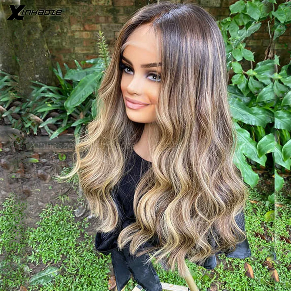 Top Trends: 13x6 Lace Frontal Body Wave Wig Brown Roots Ombre Blonde 13x4 Lace Front Human Hair Wigs Baby Hair Transparent 5x5 Closure Wig Shoppable Styles