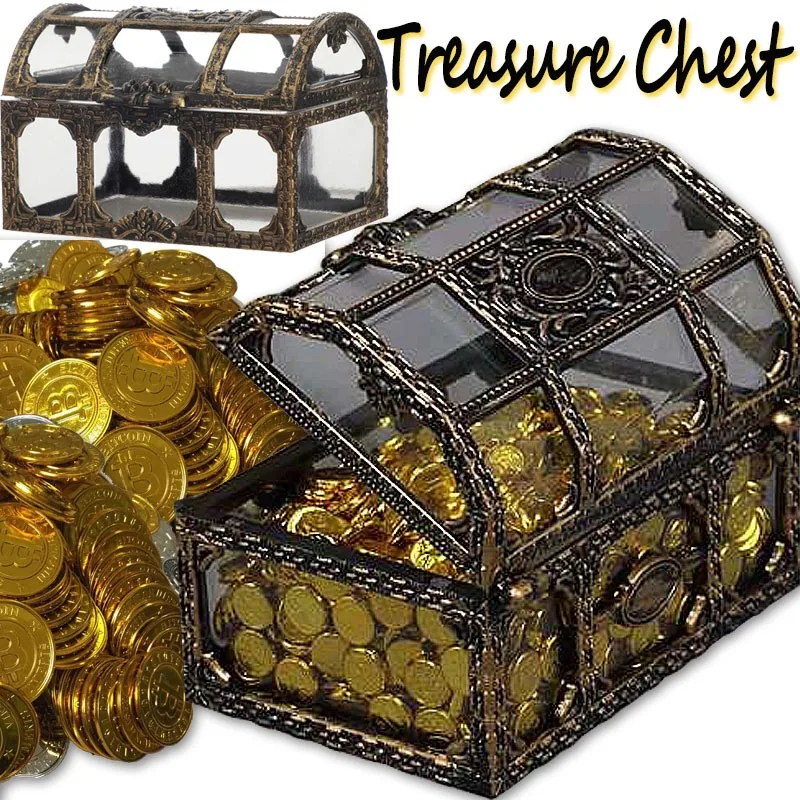 Top Trends: Retro Transparent Pirate Treasure Chest Crystal Gem Jewelry Case Storage Organizer Trinket Keepsake Vintage Pirate Gold Coin Box Shoppable Styles