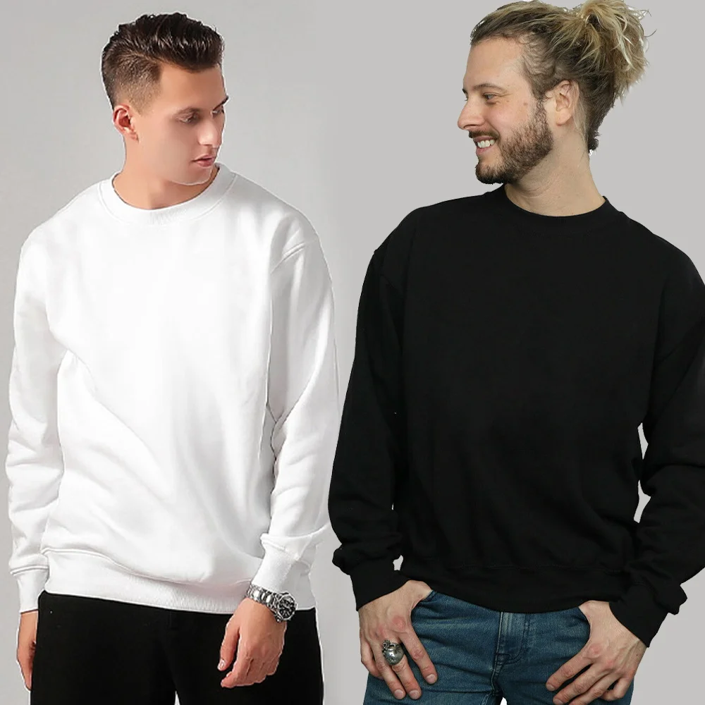 Top Trends: Fashion Solid Sweatshirts Hoodies Black And White Sweatshirt Warm Fleece Sweatshirt High Quality Men Tops Brand Hip Hop Pullover Shoppable Styles