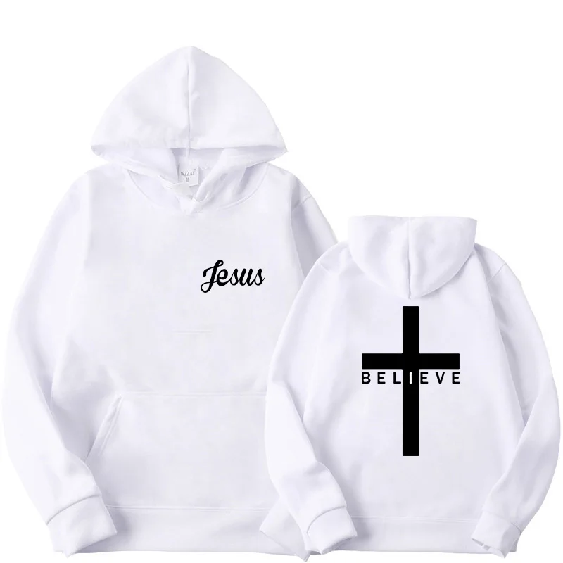 Top Trends: Men's Believe Cross Jesus Printed Hoodies Man Design Drawstring Hoodie Tops Harajuku Spring Autumn Hooded Streetwear Sportwear Shoppable Styles - Image 2