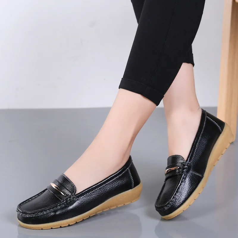 Top Trends: 2022 New Woman Flats Leather Shoes Woman Slip On Femme Flats Moccasins Women&#039;s Loafers Spring Autumn Mother Casual Shoes Shoppable Styles