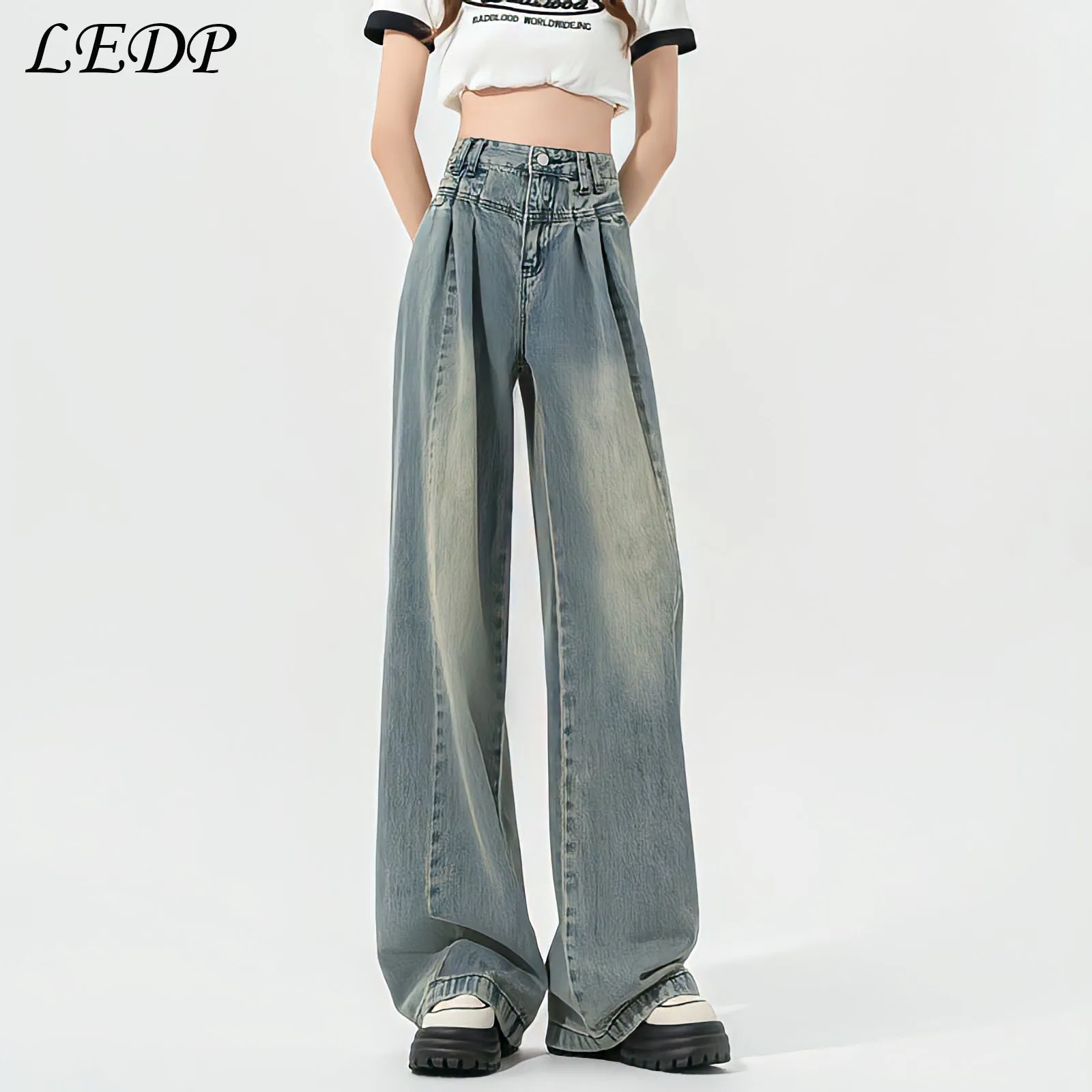 Top Trends: LEDP New Loose Straight Leg Jeans High Waist Casual Wide Leg Y2k Baggy Pants Fashion Hip Hop Vintage Style Summer Trousers Shoppable Styles