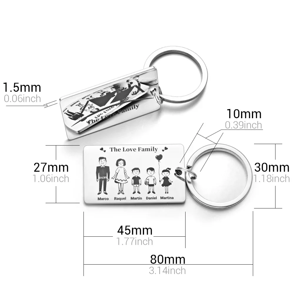 Top Trends: Family Customized Keychain Mirror-polished Stainless Steel Parents Children Present Families Member Name Keyring Key Chain Ring Shoppable Styles - Image 6