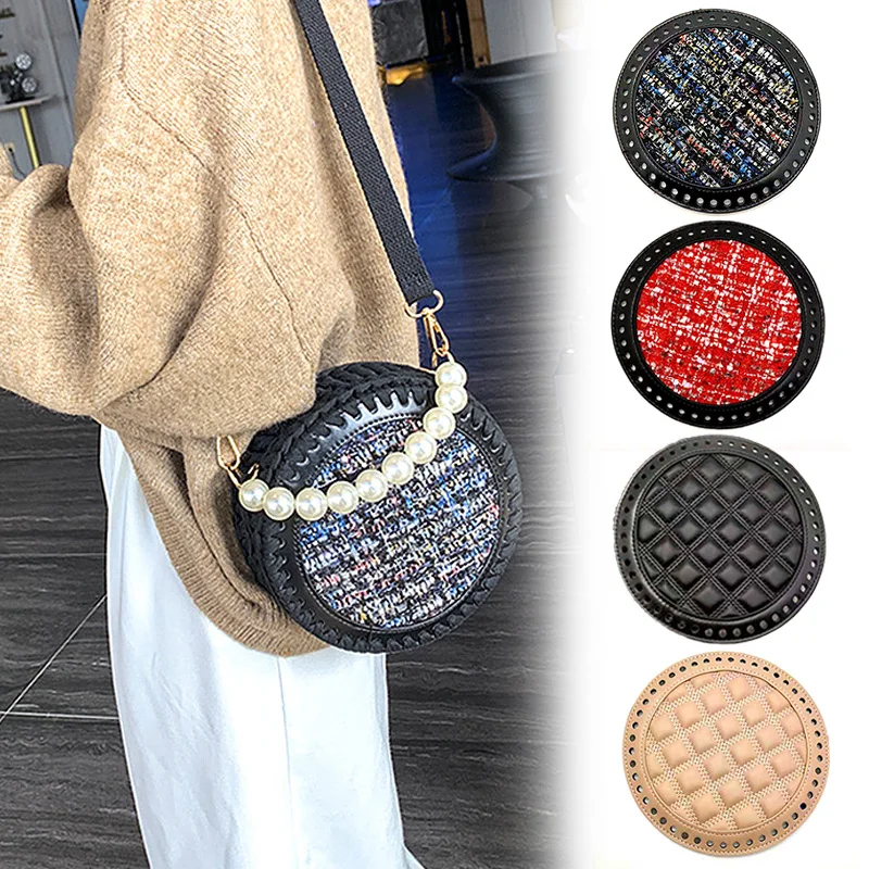 Top Trends: 1PC New 18cm Round Bottom For Knitted Bag PU Leather Base Bag Accessories Handmade Logo Bottom Crochetbag DIY Handbag Bottom Shoppable Styles