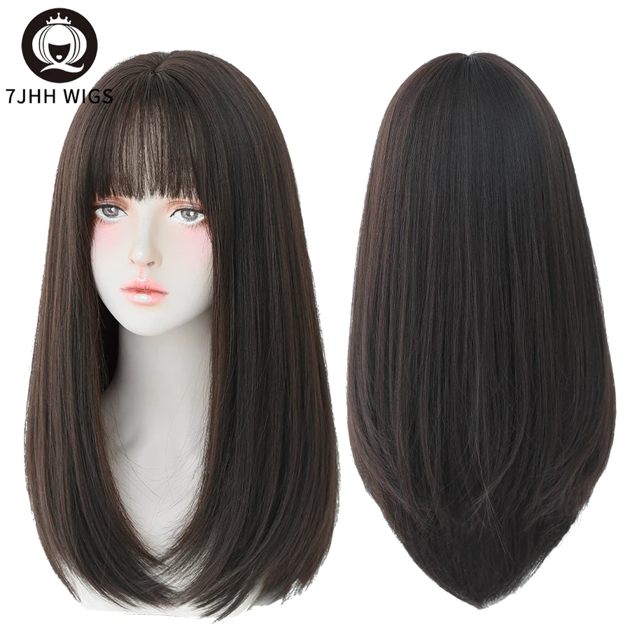 Top Trends: 7JHH WIGS Long Straight Hair With Bangs Synthetic Wigs For Girls Latest Fashion Hairstyles Black Crochet Hair Ginger Wig Shoppable Styles