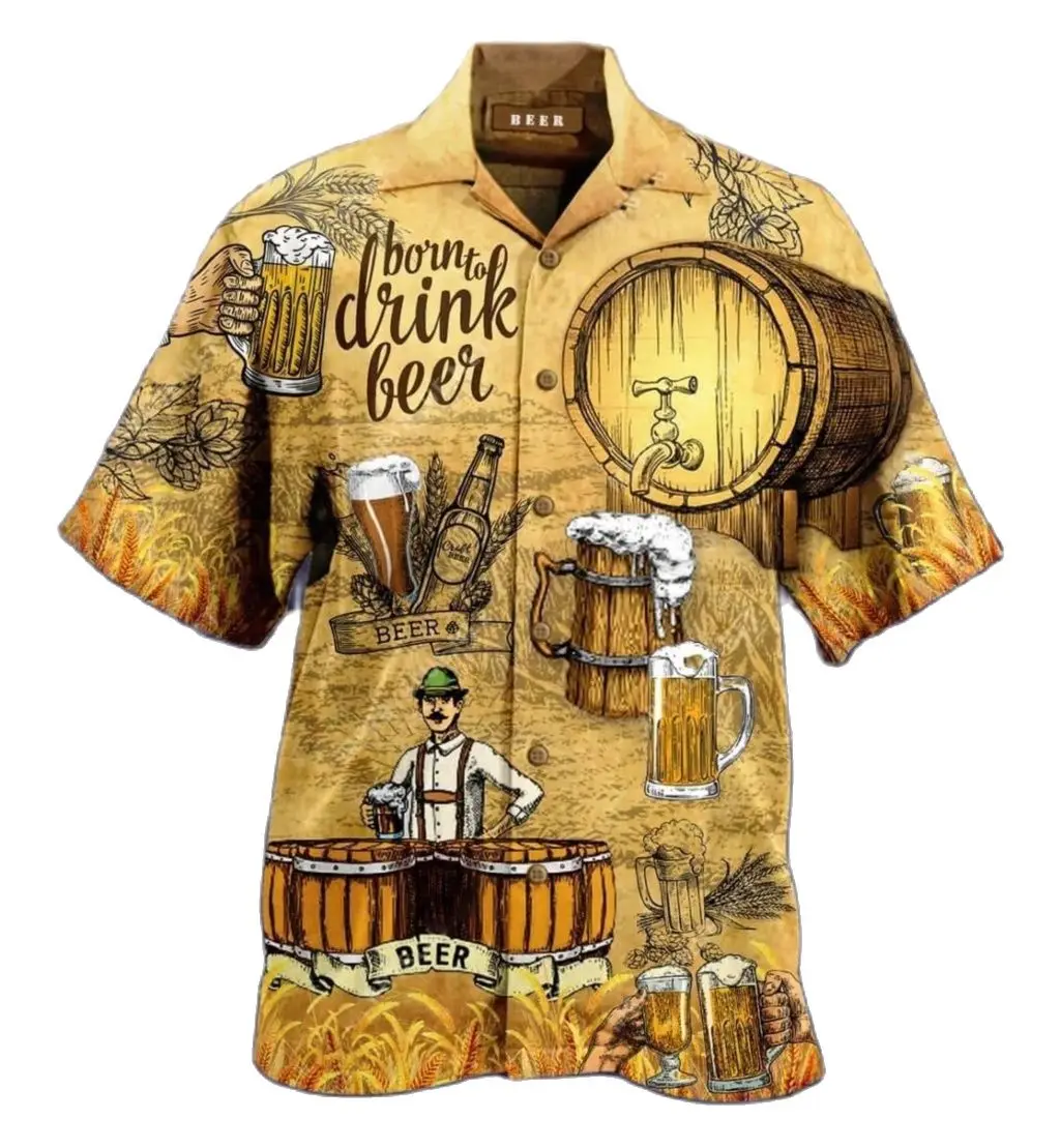 Top Trends: Hawaiian Shirt 3d Print Beer Short-sleeved Cuban Shirt Beach Wear Tshirt Top Party Vintage Style For Men Women Men&#039;s Clothing Shoppable Styles