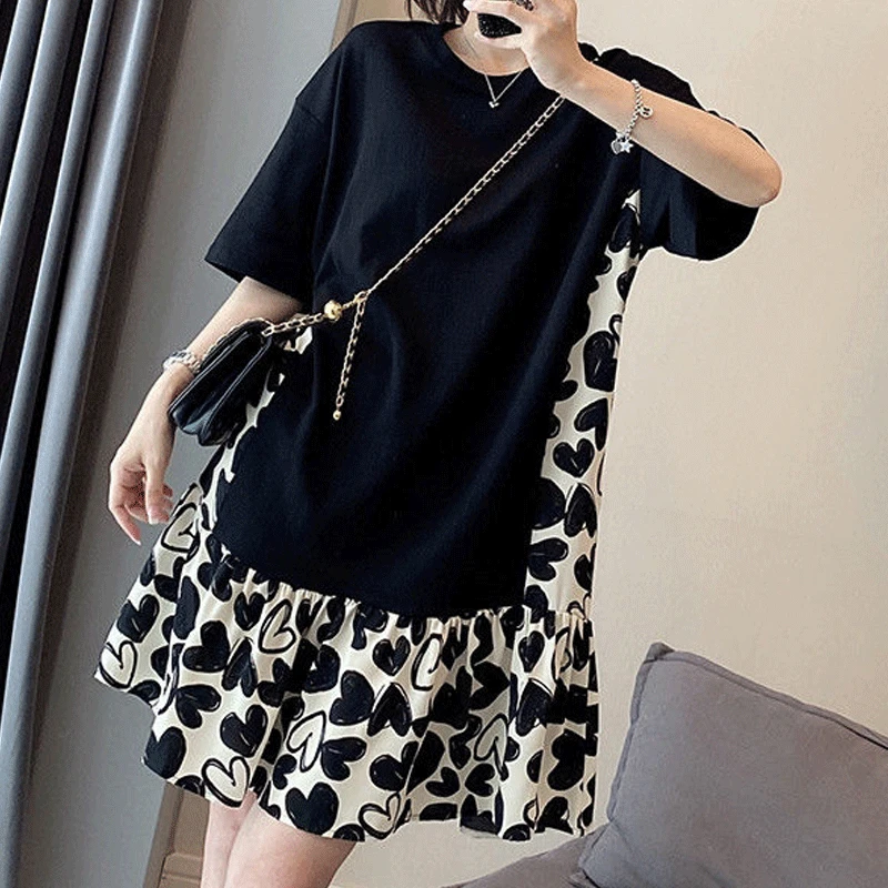 Top Trends: Solid Color Thin Summer Casual Loose Dresses Korean Simplicity O-neck Short Sleeve Fashion Pleated Patchwork Women&#039;s Clothing Shoppable Styles