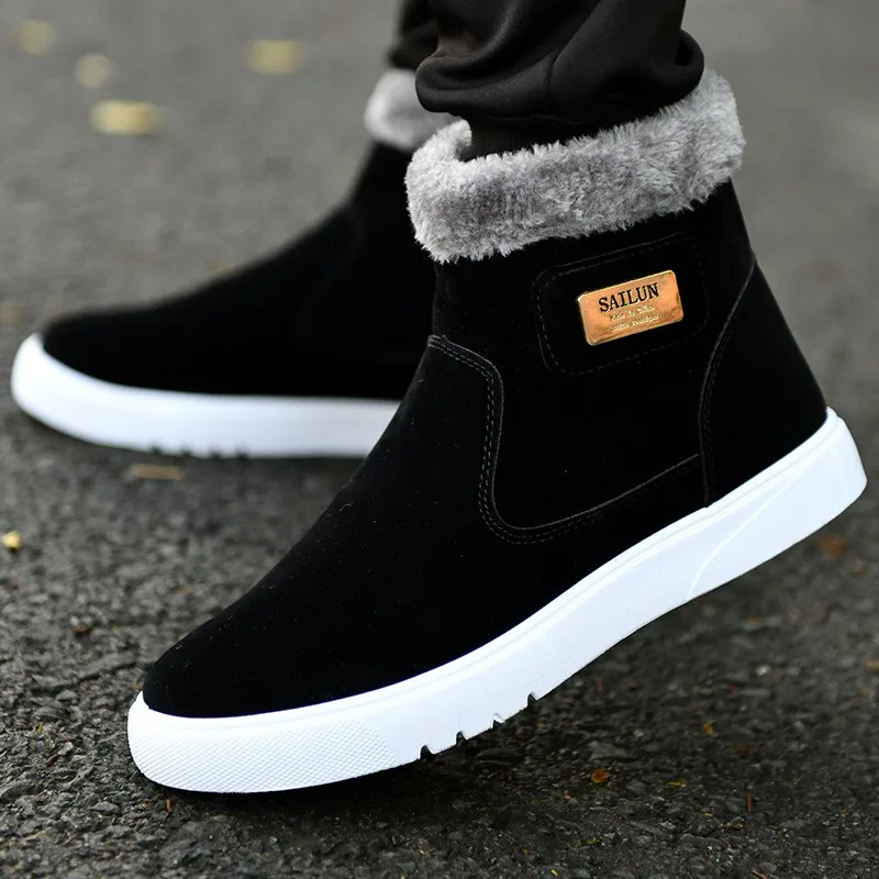 Top Trends: Winter Men&#039;s Ankle Boots Fashion Thick Bottom Warm Men Snow Boots Casual Walking Shoes Mens Zipper Boots For Men Cotton Shoes Shoppable Styles