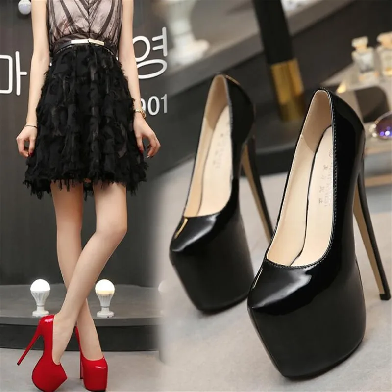 Top Trends: 35-44 Size Women Super High Heels 18cm Shoes Concise 8CM Platforms Shoes Pumps Wedding Party Sexy Leather Shoes Zapatos Shoppable Styles - Image 3