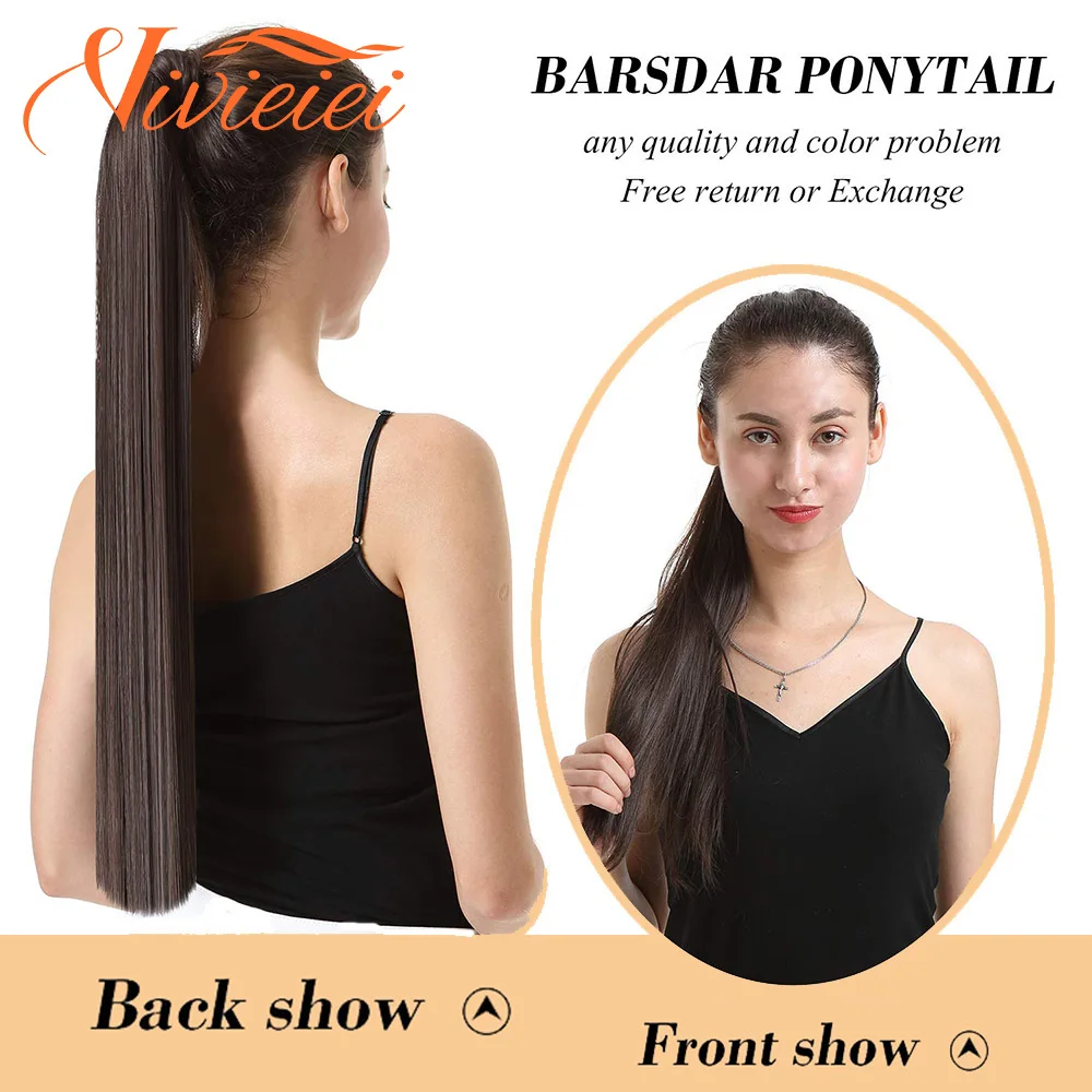 Top Trends: VIVIEIEI Ponytail Hair Extension 22 Inch 100g Natural Black Ponytail Extension Clip In Wrap Around Hair Extension Hairpieces Shoppable Styles - Image 5