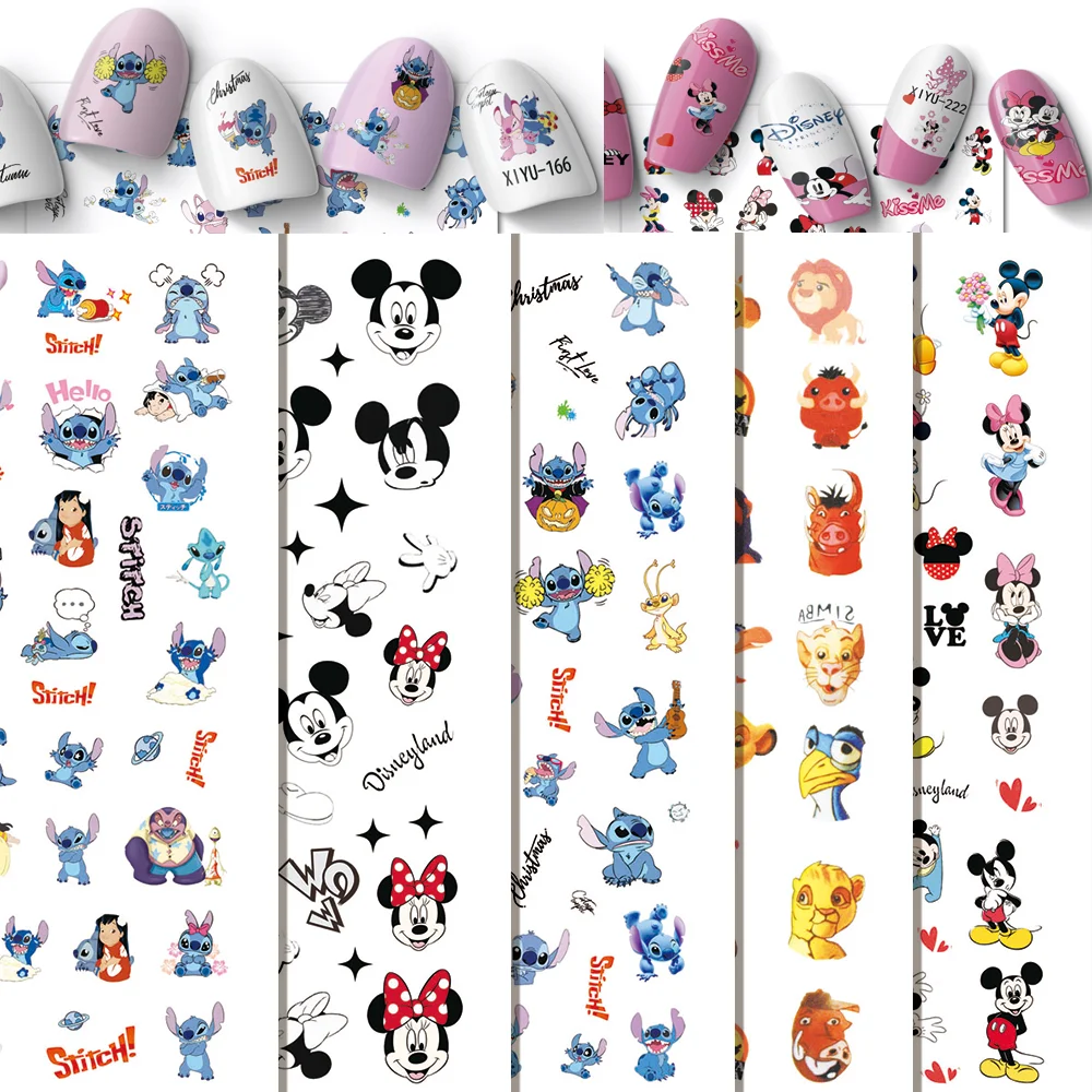 Top Trends: 1PCS Disney Mickey Cartoon Nail Art Stickers Stitch Boy Mermaid Lion King Nail Decoration Decal Minnie Self-Adhesive Nail Slider Shoppable Styles