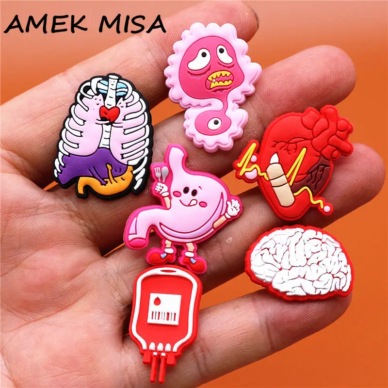 Top Trends: Freeshipping 1pcs Human Organs Shoe Charms Heart Brain Stomach PVC Shoe Accessories Decoration Clog Pins Fit Party Kids Gifts Shoppable Styles