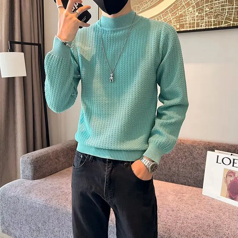 Top Trends: Autumn Winter Solid Knitwear Long Sleeve Sweaters Fashion Harajuku Tops Casual All Match Undershirt Thick Pullover Male Clothes Shoppable Styles