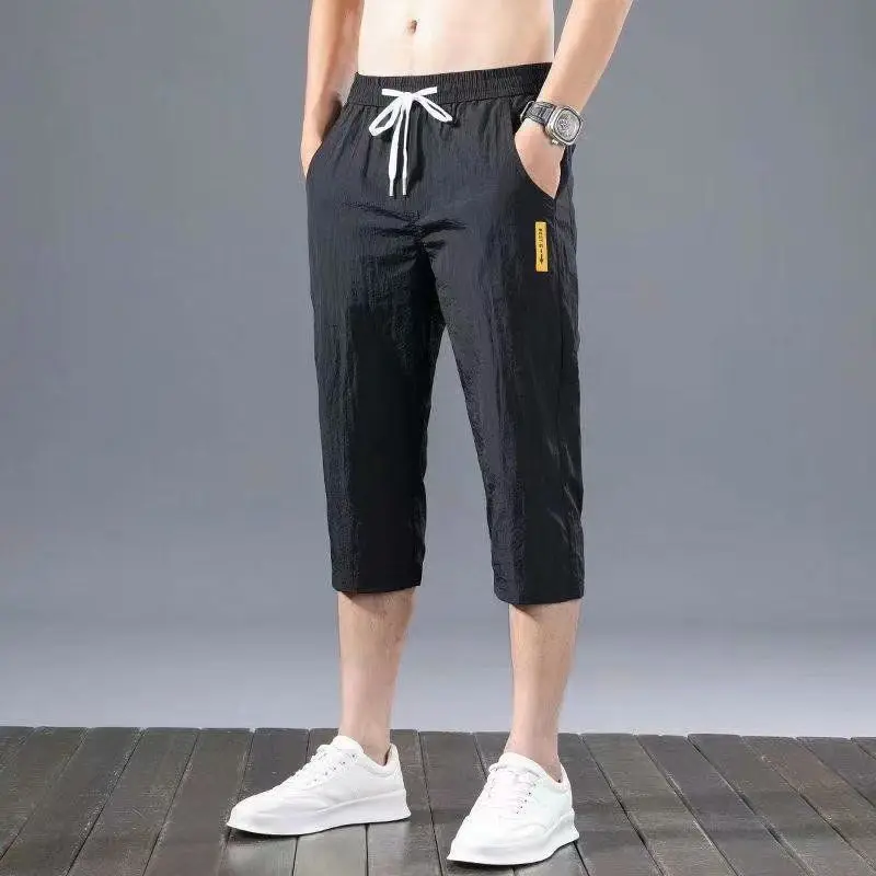 Top Trends: Ice Silk Shorts Summer Breeches Thin Trousers Male Fashion Koera Bermuda Boardshorts Quick Drying Beach Black Men&#039;s Long Shorts Shoppable Styles