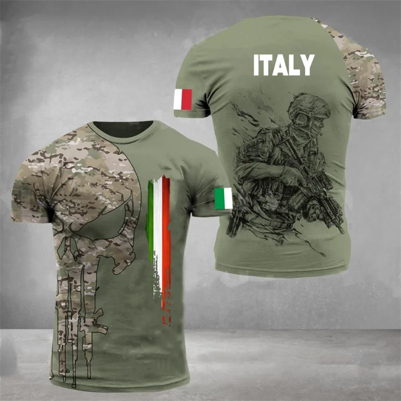 Top Trends: Camo Italy Flag T-shirt For Men Italian 3d Printed T Shirt Classic Veteran Short Sleeve Tees Oversized Sports Camouflage Tops Shoppable Styles