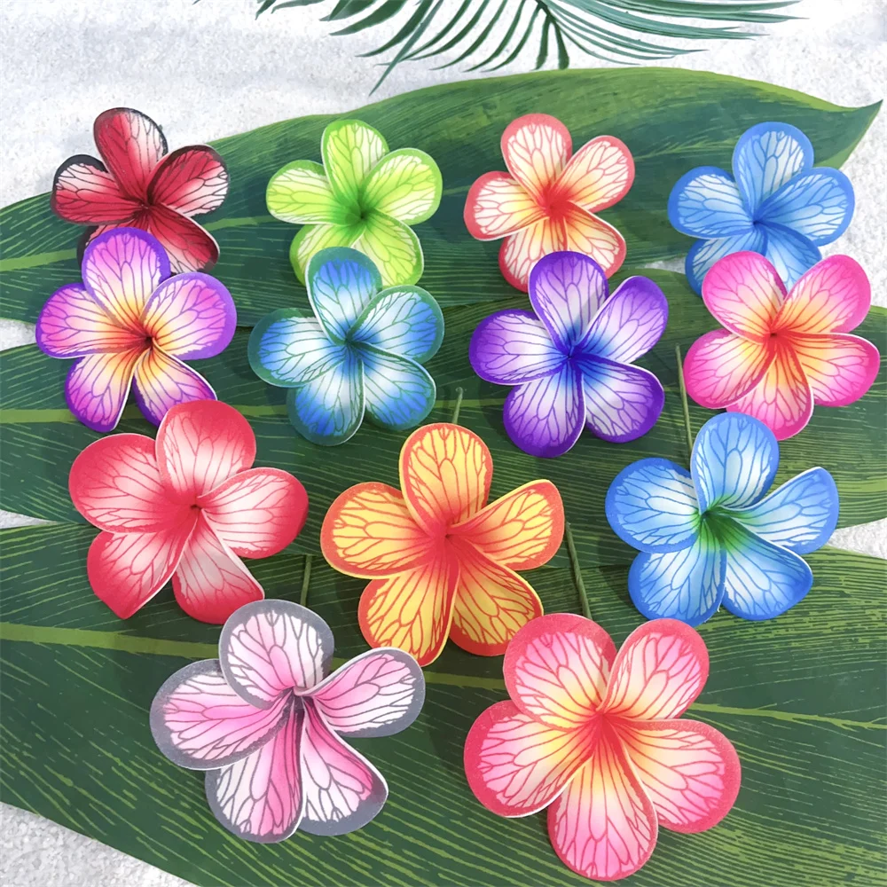 Top Trends: 15 Pcs Mixed Artificial Plumeria Flower With Stem Headdress Hair Side HairPins Floral Headpieces Accessories For Women Girls Shoppable Styles