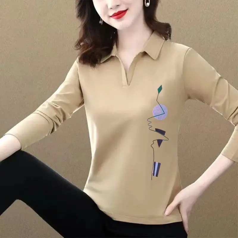 Top Trends: 2023 Spring Autumn New Fashion Printing POLO Collar Long Sleeve T-Shirts Women Casual Elegant Comfortable All-match Pullovers Shoppable Styles