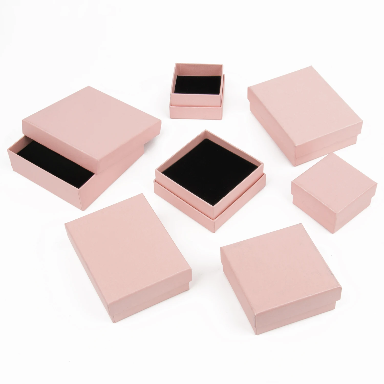 Top Trends: 1pcs Multi Size Square Pink Kraft Paper Packaging Box Necklace Jewelry Gifts Box Ring Earring Jewelry Gift Box Reusable Suppliy Shoppable Styles