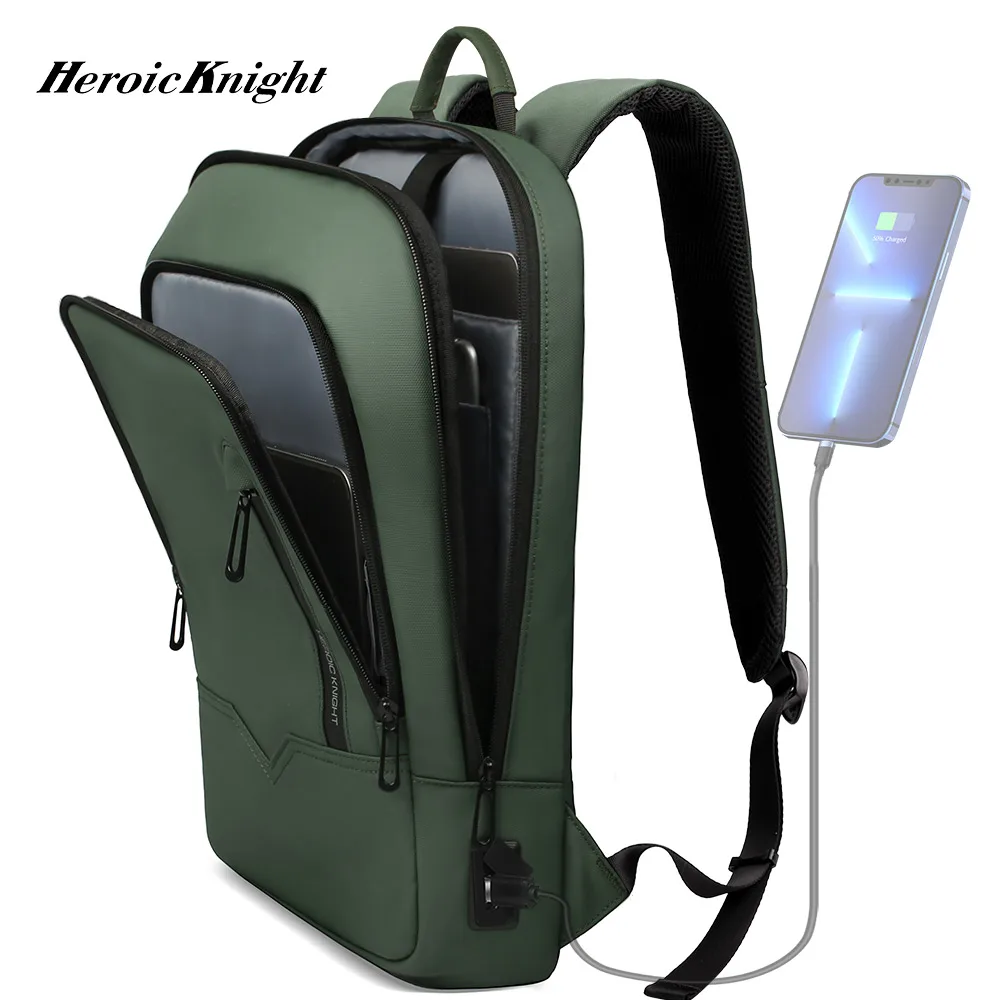 Top Trends: Heroic Knight Slim Business Backpack Men USB Port Multifunction Travel Backpack Waterproof 14&quot; 15.6&quot;Laptop Bag For Work College Shoppable Styles