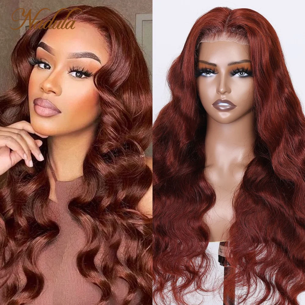 Top Trends: Nadula Hair 6X4.5 Pre Cut Lace Closure Wig Glueless Wig 150% Density Reddish Brown Body Wave Wig Human Hair Lace Wigs Shoppable Styles