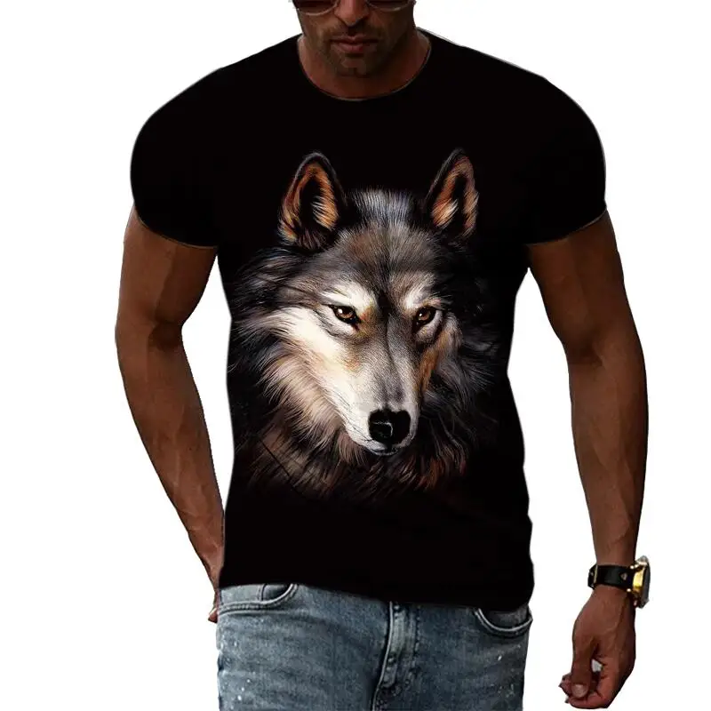 Top Trends: Summer Fashion Animal Pattern Wolf T Shirts For Men Casual 3D Print Tee Hip Hop Harajuku Personality Round Neck Short Sleeve Shoppable Styles